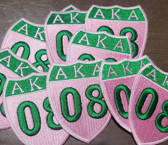 AKA 08 Patch, Pink and Green, 1908, Ivy League, Patches, DIY, One Patch Per Order