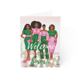 Welcome Soror PNK-GRN Greeting Cards