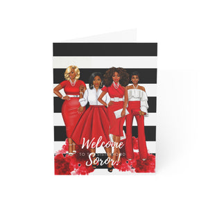 Welcome Soror RED-WHT Greeting Cards