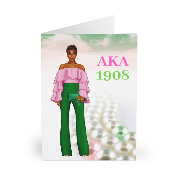 AKA 1908 Short Hair Greeting Cards (5 Pack)