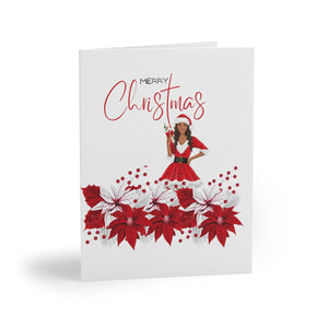 Poinsettias Santa Cards